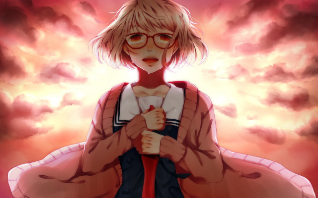 Red jacket glasses cloudy sky free wallpaper for desktop - medium preview image