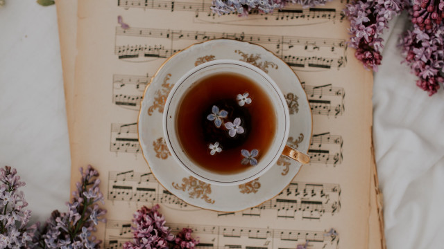 Tea flowers book music stilllife free wallpaper for desktop - medium preview image