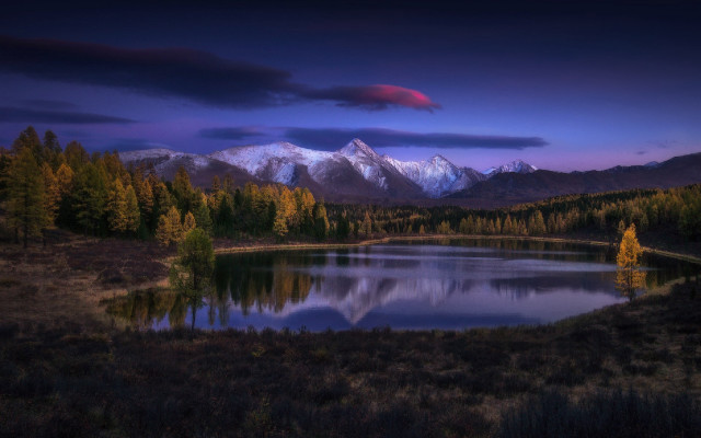 Lake mountains trees cloudy sky #42 free wallpaper for desktop - medium preview image