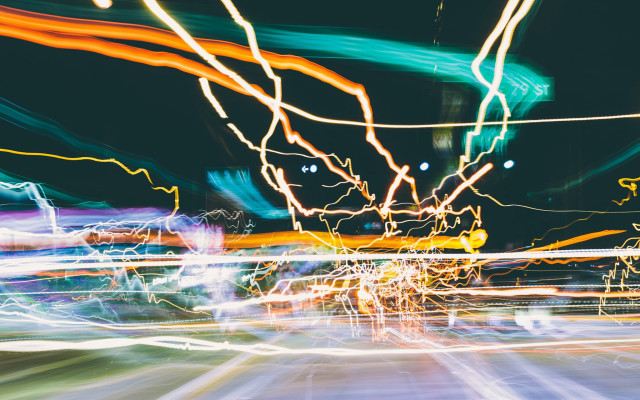 Blurry street clocktower motionblur citylights free wallpaper for desktop - medium preview image