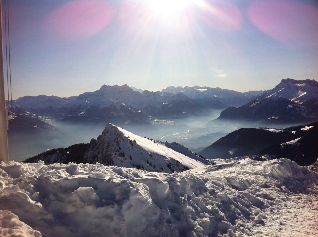 Mountain range snow sunset cloudy free wallpaper for desktop - medium preview image