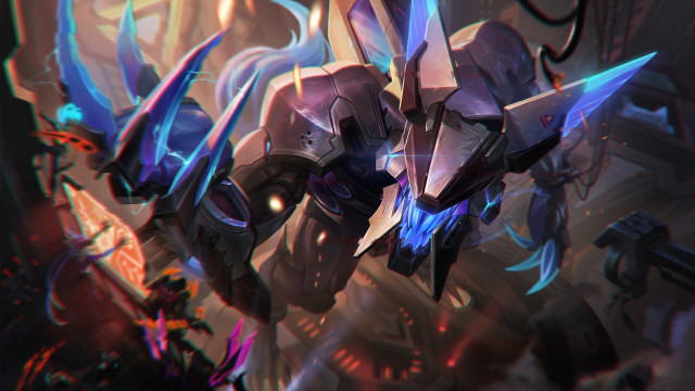 Robot glowing mecha horns fire free wallpaper for desktop - medium preview image