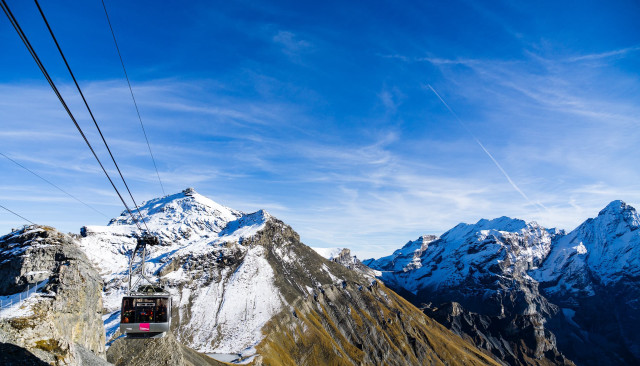 Ski lift mountain sky background free wallpaper for desktop - medium preview image
