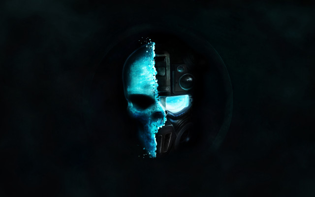 Skull painted face blue halo free wallpaper for desktop - medium preview image
