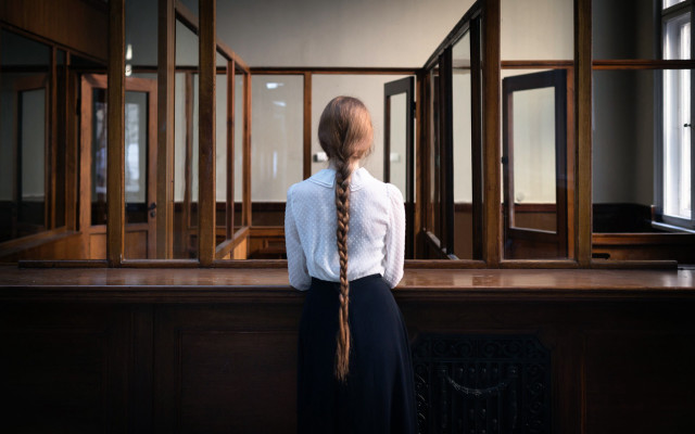 Woman braid outdoor window portrait free wallpaper for desktop - medium preview image