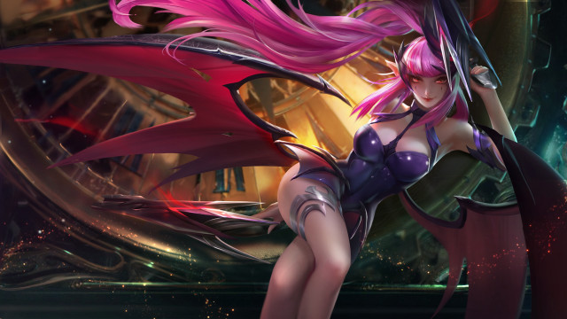 Pink hair demon girl sword free wallpaper for desktop - medium preview image