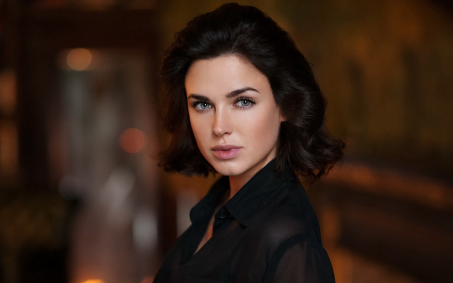 Woman black hair blue eyes #2 free wallpaper for desktop - medium preview image