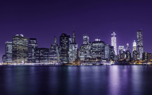 City skyline night purple water #3 free wallpaper for desktop - medium preview image