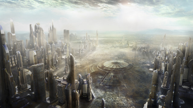 Futuristic city dome afrofuturism matte free wallpaper for desktop - medium preview image