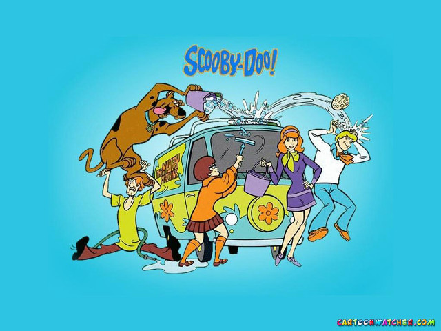 Cartoon group people dog van free wallpaper for desktop - medium preview image