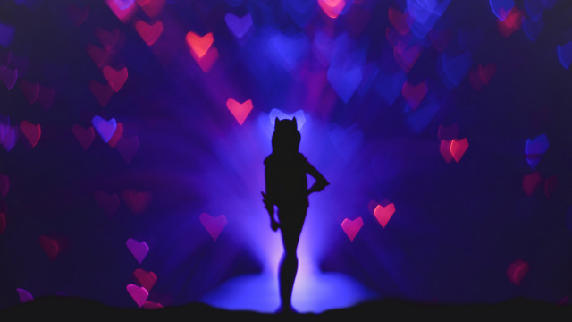 Purple hearts hologram petals liquid free wallpaper for desktop - medium preview image