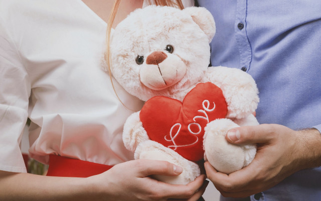 Romantic man woman teddy bear free wallpaper for desktop - medium preview image