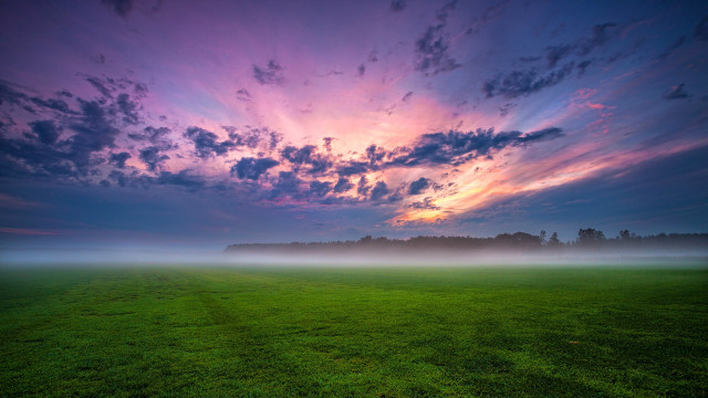 Mystical cloudy sky green field free wallpaper for desktop - medium preview image