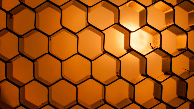 Hexagon mosaic backlighting brick wall free wallpaper for desktop - medium preview image