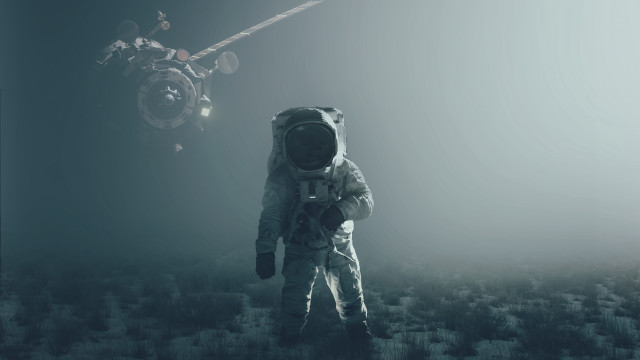 Space suit man space station free wallpaper for desktop - medium preview image