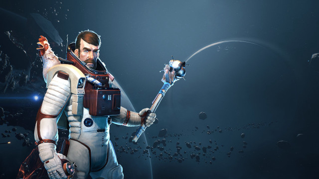 Astronaut planet starry sky shooting free wallpaper for desktop - medium preview image