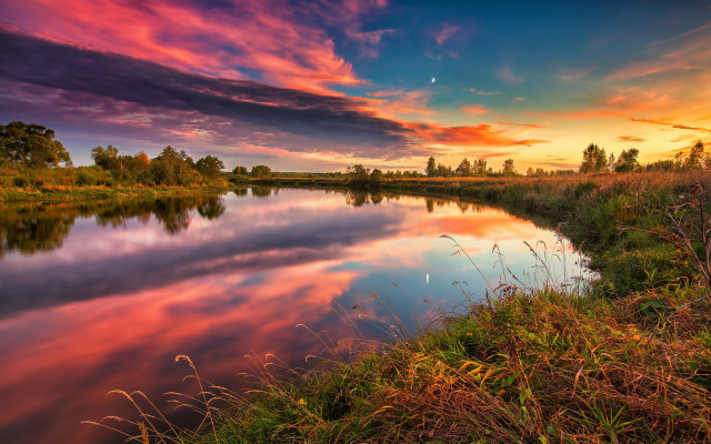 Sunset river colorful sky landsape free wallpaper for desktop - medium preview image