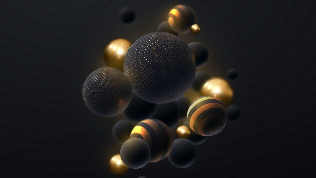 Floating balls black background gold free wallpaper for desktop - medium preview image