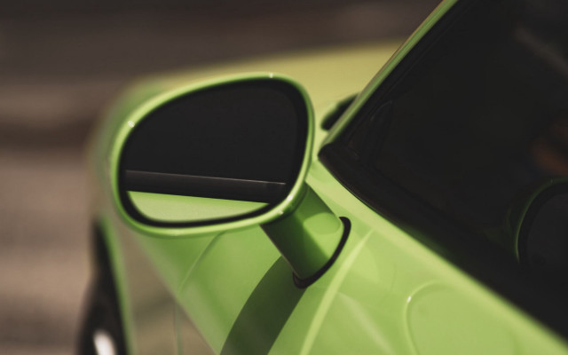 Green car side mirror reflection free wallpaper for desktop - medium preview image