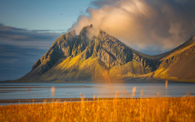 Mountain lake clouds sunset reflection free wallpaper for desktop - medium preview image