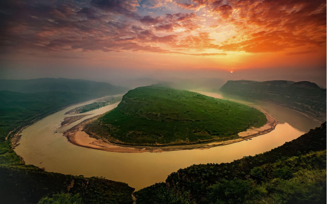 River valley mountains sunset cloudy #2 free wallpaper for desktop - medium preview image