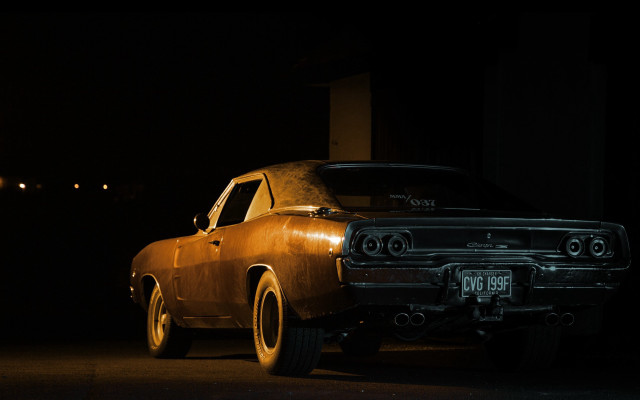 Car dark hood up lights free wallpaper for desktop - medium preview image