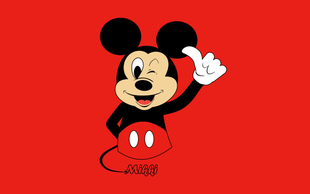 Mickey mouse waving smiling red free wallpaper for desktop - medium preview image
