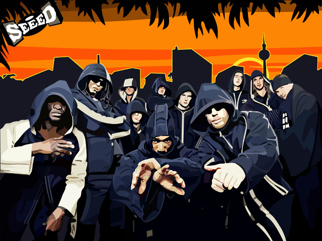 Group people hooded jackets sunset free wallpaper for desktop - medium preview image
