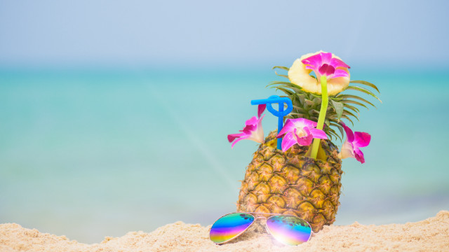 Pineapple sunglasses flower beach ocean free wallpaper for desktop - medium preview image