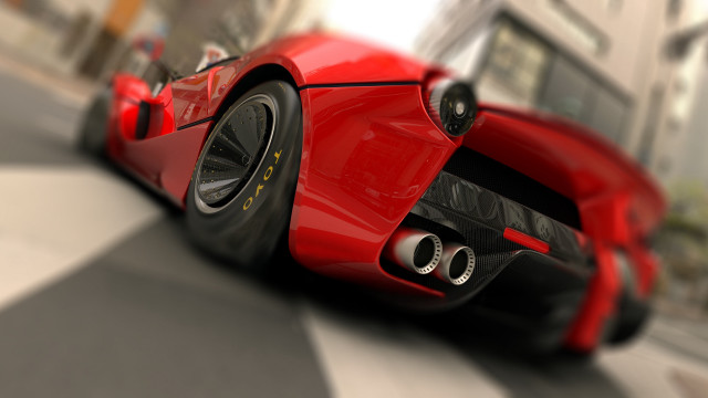 Red sports car clock tower free wallpaper for desktop - medium preview image