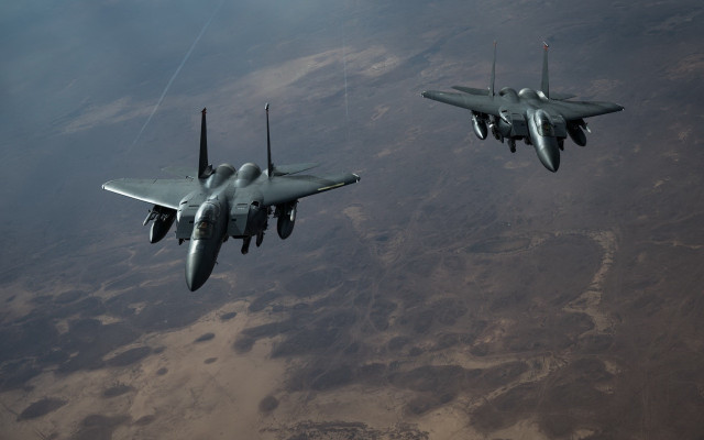 Military jets desert mountain smoke free wallpaper for desktop - medium preview image