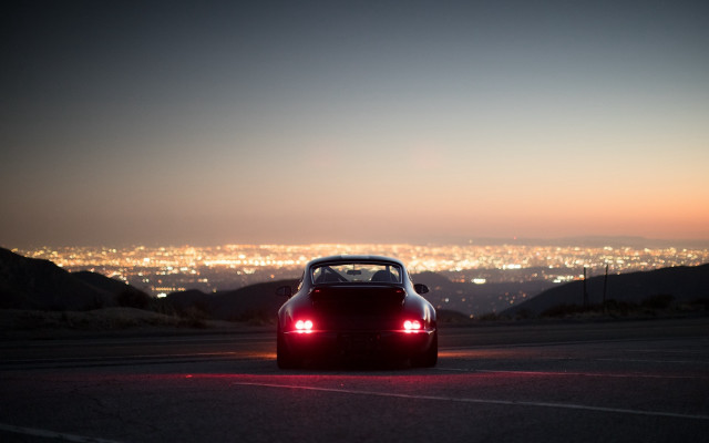 City lights night car road free wallpaper for desktop - medium preview image