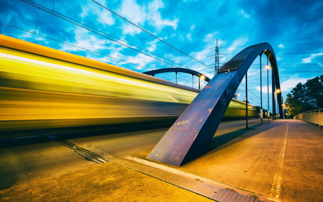 Train bridge night longexposure abstract free wallpaper for desktop - medium preview image