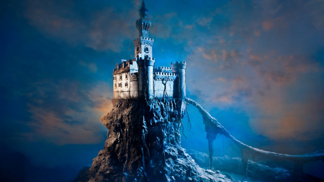 Castle dragon mountain sky clouds free wallpaper for desktop - medium preview image