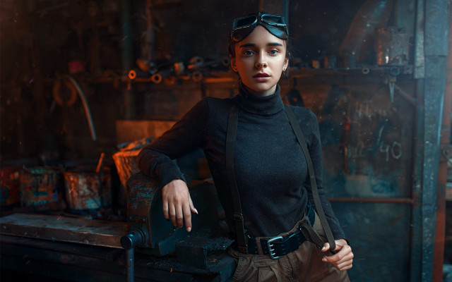 Elina karimova steampunk artnouveau goggles free wallpaper for desktop - medium preview image