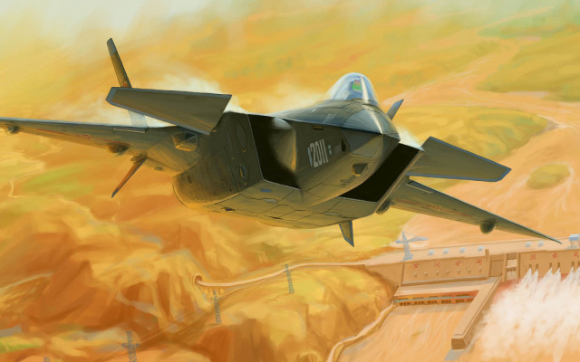 Fighter jet desert bridge yellow free wallpaper for desktop - medium preview image