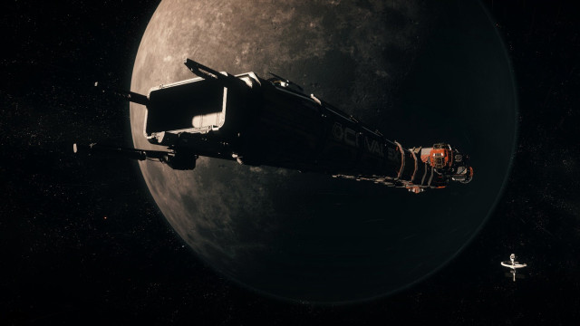 Space station moon shuttle aurora free wallpaper for desktop - medium preview image