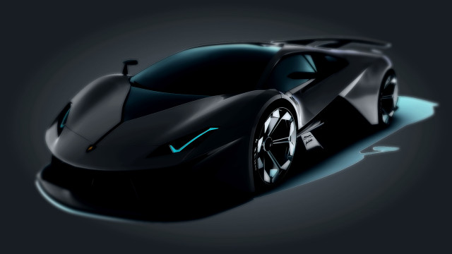 Black car blue light side free wallpaper for desktop - medium preview image