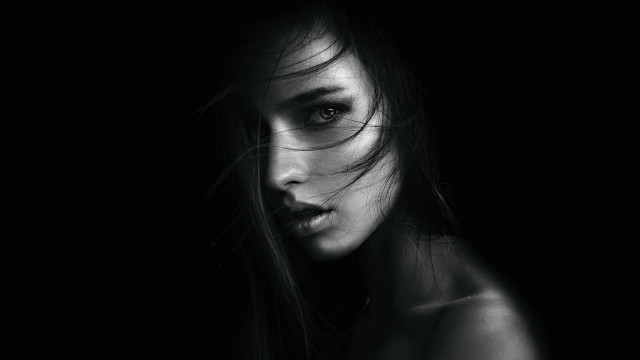 Woman long hair black background #4 free wallpaper for desktop - medium preview image