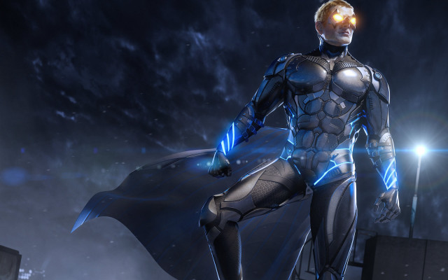 Futuristic cyborg man glowing light free wallpaper for desktop - medium preview image