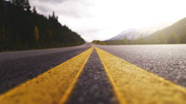 Road trees beach sunset ocean free wallpaper for desktop - medium preview image