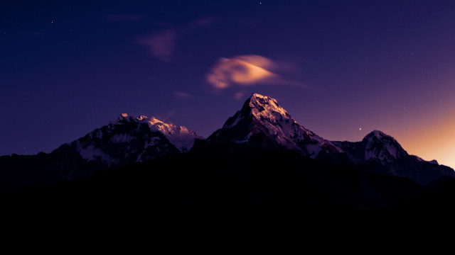 Mountain cloud moon city lights free wallpaper for desktop - medium preview image