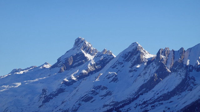 Mountain range snowy peak plane free wallpaper for desktop - medium preview image