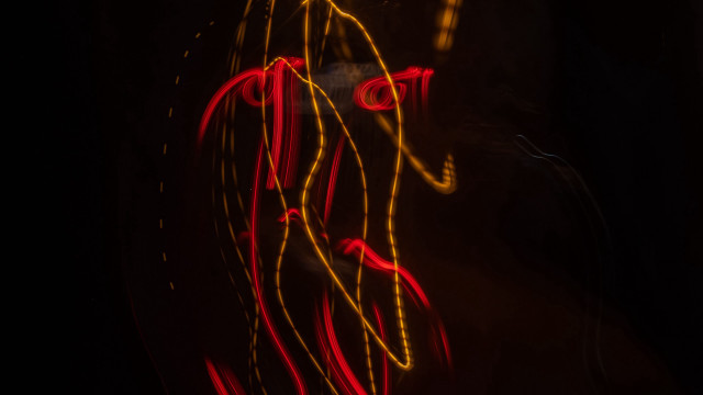 Neon person red face movement free wallpaper for desktop - medium preview image