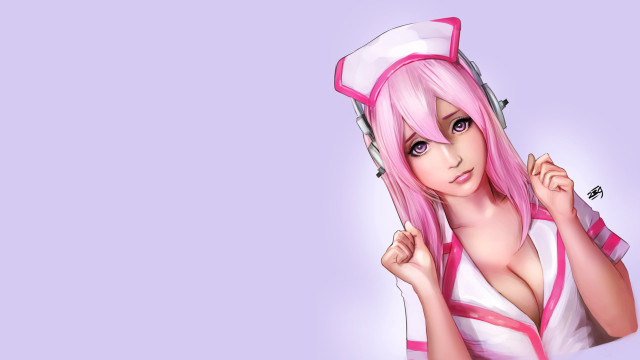 Pink hair nurse cap anime free wallpaper for desktop - medium preview image