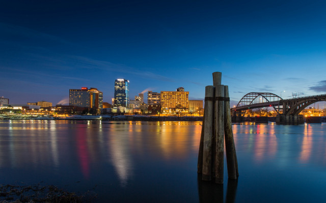 City skyline night bridge river #42 free wallpaper for desktop - medium preview image