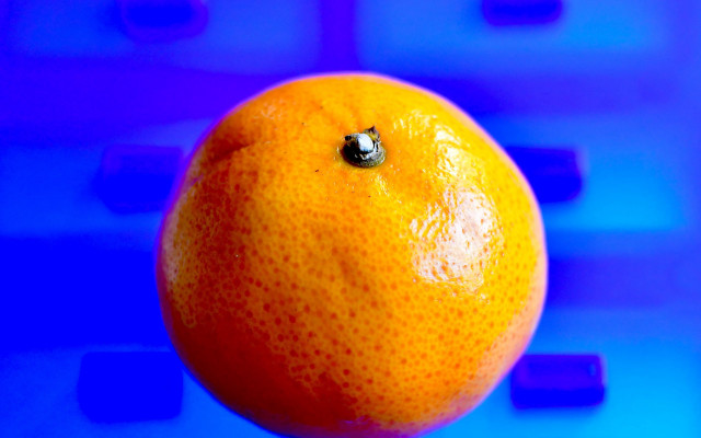 Orange blue moon crescent planet free wallpaper for desktop - medium preview image