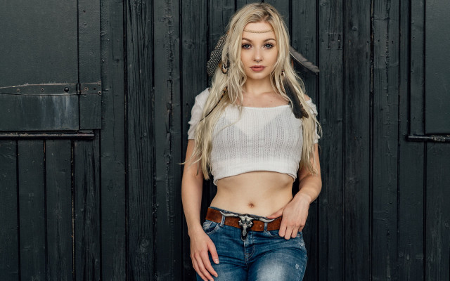 Woman long hair white top #5 free wallpaper for desktop - medium preview image