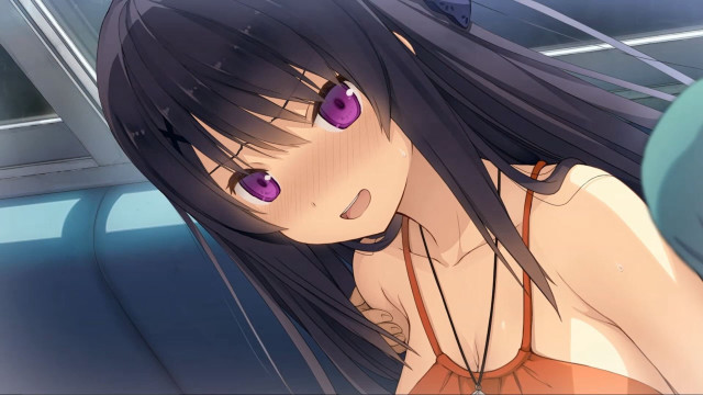 Sad girl purple eyes long free wallpaper for desktop - medium preview image