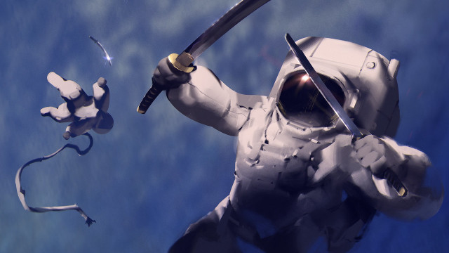 Space suit man sword snake free wallpaper for desktop - medium preview image